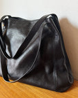 Black Pebbled Leather Shoulder Bag - Hey Jude