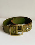 Olive Studded Leather Belt