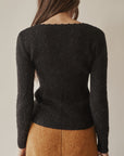 Charcoal Tie Front Knit Top