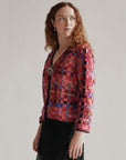 Fuchsia Tonal Silk Patchwork Jacket