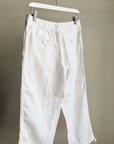 White Linen Tie-Hem Capris