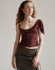 DVF Silk Leopard Draped Top