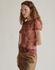 Red Sheer Paisley Tee