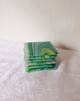 Aqua Watercolour Glass Coaster Set