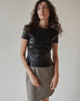 Coal Fitted Leather Top