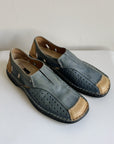 Dusty Blue Perforated Leather Flats | Size 40