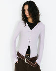 Cubic | V-Neck Slim-Fit Knit Top in Lilac