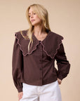 TBCo - Cotton Shirt in Brown Scallop: S - Hey Jude