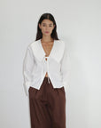 Deiji Studios | Collared Tie Shirt in White