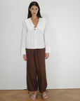 Deiji Studios | Collared Tie Shirt in White