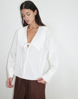 Deiji Studios | Collared Tie Shirt in White