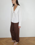 Deiji Studios | Collared Tie Shirt in White