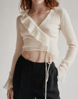 Cream Alpaca + Wool Ruffled Wrap Top