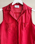 Cherry Linen Sleeveless Blouse