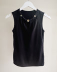 Onyx Keyhole Button Tank Top