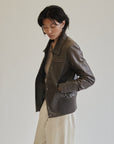 Brown Leather Bomber Jacket