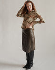 Clover Pixel Print Sheer Silk Blouse