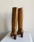 Camel Leather Knee-High Boots | Size 36