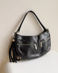 Raven Curved Leather Zip Shoulder Bag