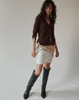 Brown Contrast Trim Cardigan
