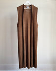 Toffee Ribbed Wool Long Vest