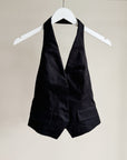 Black Tailored Halter Vest Top - Hey Jude