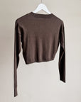 Chocolate Cropped Cotton Cardigan Top - Hey Jude