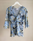 Sky Blue Floral Silk Tie Top