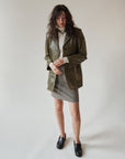 Olive Leather Blazer Jacket