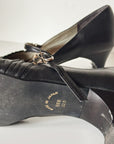 Black Ruched Leather Mary Janes | Size 6.5 - Hey Jude