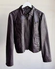 Eggplant Leather Utility Jacket