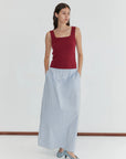 Deiji Studios | Maxi Belt Skirt in Powder Check PRESALE