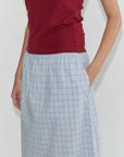 Deiji Studios | Maxi Belt Skirt in Powder Check PRESALE