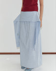 Deiji Studios | Maxi Belt Skirt in Powder Check PRESALE