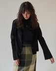 Black Suede Spread Collar Top