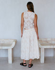 a.ren | Natural Woven Cotton Eyelet Tie Top