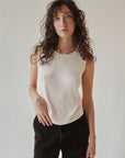 Ivory Silk Knit Tank