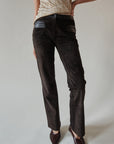 Chocolate Suede Equestrian-Style Pant