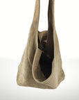 Suede Leather Hobo Bag in Dust