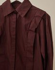Merlot Cotton Pleated Button Up Shirt