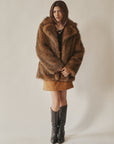 Soft Brown Faux Fur Coat