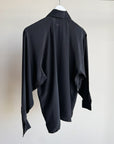 Black Silk Utility Button-Up