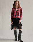 Fuchsia Tonal Silk Patchwork Jacket