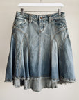 Denim A-Line Fringe Skirt