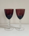 Aubergine Bubble Stem Wine Glasses