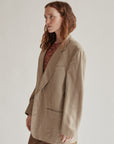 Champage Silk + Wool Pin Dot Blazer