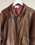 Hickory Textured Leather Bomber Jacket