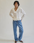 White Romantic Pleated Cotton Blouse - Hey Jude