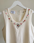 Cream Embroidered Floral Silk Top