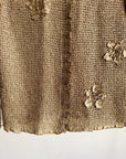 Taupe Crinkle Flower Long Sleeve